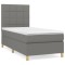 Pat box spring cu saltea, gri inchis, 100x200 cm, textil