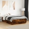 VidaXL Cadru de pat, stejar afumat, 135x190 cm, lemn prelucrat
