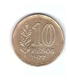 Moneda Argentina 10 pesos 1977 Admiral G. Brown, stare foarte buna, curata