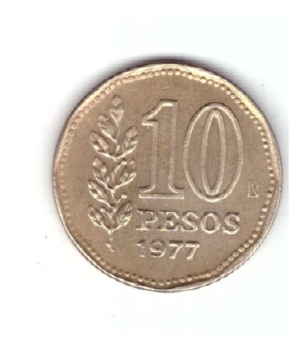 Moneda Argentina 10 pesos 1977 Admiral G. Brown, stare foarte buna, curata