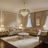 Candelabru Cristal AURUM Eleganza 9xE14, Diametru 50cm, Inaltime 35cm, Auriu Lucios, Inaltime Reglabila, Design Elegant
