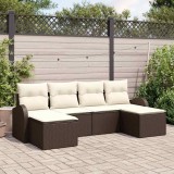 VidaXL Set de canapele pentru grădină 6 pcs Maro și alb Rattan poli