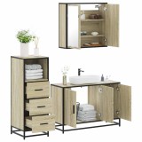 Gossi set mobilier de baie, 3 piese, stejar sonoma, lemn prelucrat