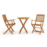 Set mobilier bistro pliabil, 3 piese, lemn masiv de acacia