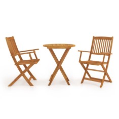 Gossi set mobilier bistro pliabil, 3 piese, lemn masiv de acacia