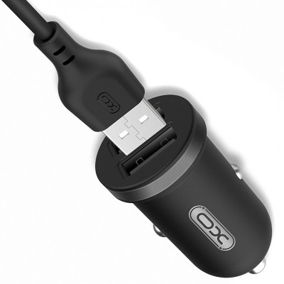 Incarcator Auto cu cablu Lightning XO Design TZ08, 2.1A, 2 X USB, Negru foto