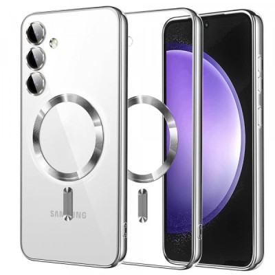 Husa MagSafe pentru Samsung Galaxy S23 FE S711, Techsuit, Luxury Crystal, Argintie foto