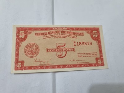 bancnota filipine 5 c 1949 aa foto