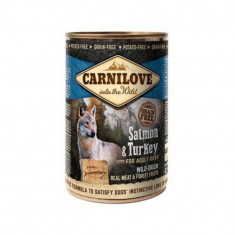 Hrana umeda pentru caini Carnilove Wild Meat Adult Somon & Curcan 5 x 400 g