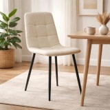 Scaun Artool Kara pentru bucatarie si living, catifea bej, metal negru