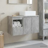 Cumpara ieftin Set dulap baie 2 buc. Gri Beton 83 x 35 x 80 cm Lemn prelucrat