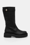 BOSS ghete de piele Rebby femei, culoarea negru, cu platforma, 50529775