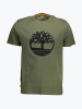 Tricou barbati din bumbac organic cu imprimeu cu logo si croiala Regular fit, Verde inchis L, Verde inchis, L INTL, L (Z200: SIZE (3XSL --&gt;5XL)), Timberland