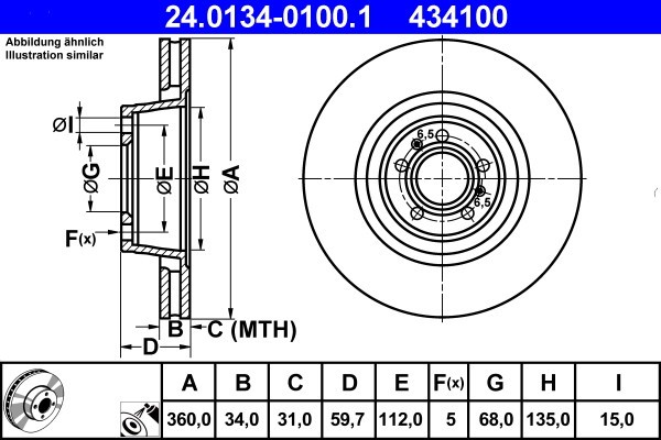 ATE 24.0134-0100.1 Disc frana