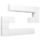 Cumpara ieftin Set dulapuri TV, 10 piese, alb, lemn prelucrat