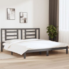 vidaXL Cadru de pat, gri, 200x200 cm, lemn masiv de pin 3104370