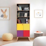 Cumpara ieftin Biblioteca Adore Rainbow, 2 usi cu 5 rafturi, Multicolor - Sonoma, 67x185x30 Cm