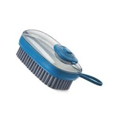 Perie covoare cu recipient pentru detergent, plastic, turcoaz, 11.5x5.5 cm