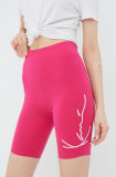 Cumpara ieftin Karl Kani pantaloni scurți femei, culoarea roz, cu imprimeu, high waist KW2210371-pink