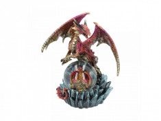 Statueta dragon cu glob Oracolul de Rubin 19 cm foto