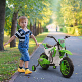 HOMCOM Motocicleta Electrica pentru Copii Baterie 12V Reincarcabila si Rotite Verde