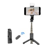 Selfie Stick cu Trepied si Telecomanda, 70cm, Mini - Techsuit (Q10s) - Black