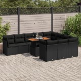 Cumpara ieftin Gossi set canapele de gradina cu perne, 11 piese, negru, poliratan