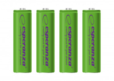 Acumulatori reincarcabili Esperanza, 4 buc, AA, Ni-MH, 2000MAH, 1,2V, verde foto