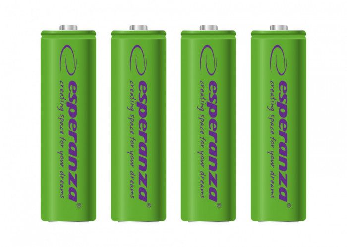 Acumulatori reincarcabili Esperanza, 4 buc, AA, Ni-MH, 2000MAH, 1,2V, verde