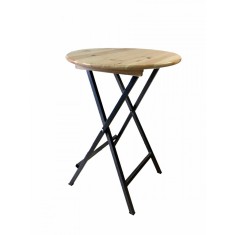 Masa rotunda pliabila STEHTISCH din lemn masiv de rasinos O78x110 cm pentru gradina sau terasa culoare natur