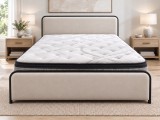 Cumpara ieftin Pat Vida 180x200 cm Tapitat Stofa Bej cu Somiera Metalica Inclusa