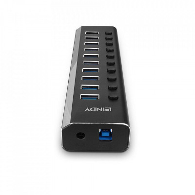 Hub Lindy 10 Port USB 3.0 buton On/Off foto