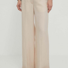 Lovechild pantaloni femei, culoarea bej, lat, high waist