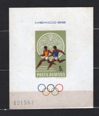 ROMANIA 1968 - OLIMPIADA MEXIC. COLITA NESTAMPILATA, C2 foto