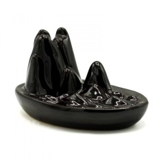 Fantana fum curgator din ceramica neagra pentru conuri parfumate backflow - Munte foto