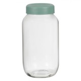 Borcan Sticlă, Model Transparent, Capac Verde Mentă, Capacitate 1,5 L, Diametru 11 cm, &Icirc;nălțime 21,5 cm, Oem