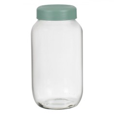 Borcan Sticlă, Model Transparent, Capac Verde Mentă, Capacitate 1,5 L, Diametru 11 cm, &Icirc;nălțime 21,5 cm