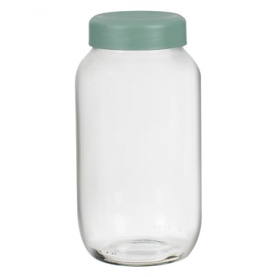Borcan Sticlă, Model Transparent, Capac Verde Mentă, Capacitate 1,5 L, Diametru 11 cm, &amp;Icirc;nălțime 21,5 cm foto