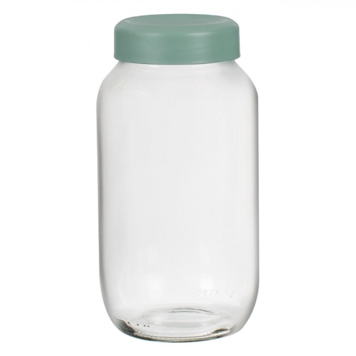 Borcan Sticlă, Model Transparent, Capac Verde Mentă, Capacitate 1,5 L, Diametru 11 cm, &Icirc;nălțime 21,5 cm