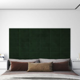 VidaXL Panouri de perete 12 buc. verde &icirc;nchis 30x15 cm catifea 0,54 m&sup2;