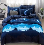 Cumpara ieftin Lenjerie Pat Kultur Fx015, Bumbac, 4 Piese, Fara Elastic, Albastru