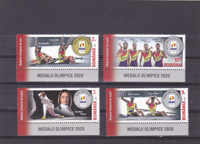 ROMANIA 2021 - MEDALII OLIMPICE 2020, cu tabs in limba romana , MNH - LP 2335