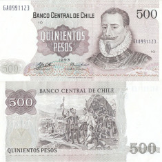 1993 , 500 pesos ( P-153d.3 ) - Chile - stare XF+++
