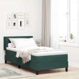 Cumpara ieftin Pat cu arcuri cu headboard Verde inchis 200 x 90 cm Catifea