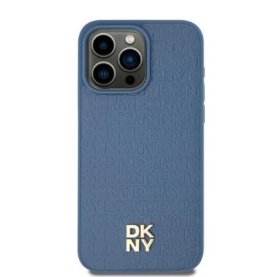 Husa iPhone 15 - DKNY Leather Pattern Metal Logo MagSafe (DKHMP15SPSHRPSB) - Blue foto