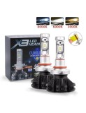 Set 2 leduri HB4/9006 X3 Canbus pentru far auto, putere 50W, luminozitate 12.000 Lm, 12V-24V X3-HB4