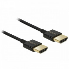 Cablu High Speed HDMI cu Ethernet T-T 3D 4K 2m Slim Premium Delock Negru foto