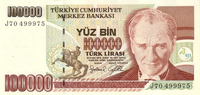Turcia 100.000 Lire 1970 (nedatata) B11, P-206 UNC !!! foto