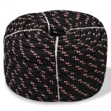 VidaXL Fr&acirc;nghie marinărească din polipropilenă, negru, 250 m, 10 mm