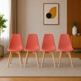 Cumpara ieftin Set 4 scaune bucatarie/living, Artool, Kito, PP vermilion, picioare lemn natur, 46x54.5x80 cm